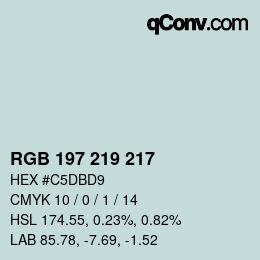 Color code: RGB 197 219 217 | qconv.com