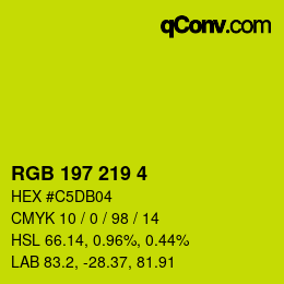 Color code: RGB 197 219 4 | qconv.com