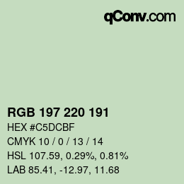Color code: RGB 197 220 191 | qconv.com