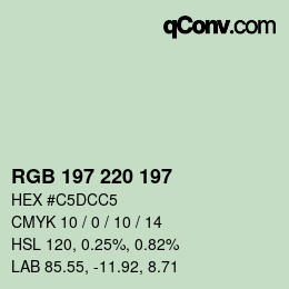 Color code: RGB 197 220 197 | qconv.com