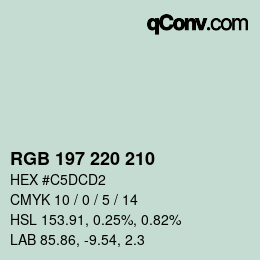 Color code: RGB 197 220 210 | qconv.com