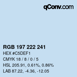 Color code: RGB 197 222 241 | qconv.com