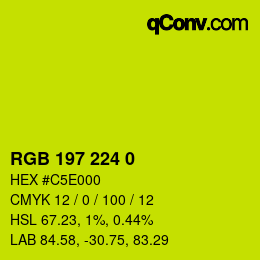 颜色代码: RGB 197 224 0 | qconv.com