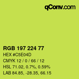 Color code: RGB 197 224 77 | qconv.com