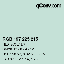カラーコード: RGB 197 225 215 | qconv.com