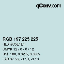 Color code: RGB 197 225 225 | qconv.com