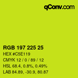 Color code: RGB 197 225 25 | qconv.com