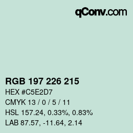 Color code: RGB 197 226 215 | qconv.com
