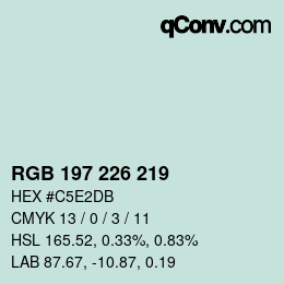 Color code: RGB 197 226 219 | qconv.com