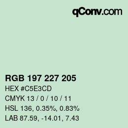 Color code: RGB 197 227 205 | qconv.com