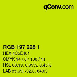 カラーコード: RGB 197 228 1 | qconv.com