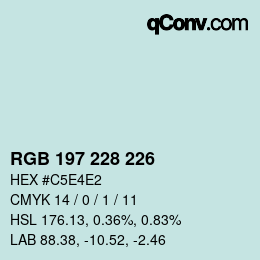 Color code: RGB 197 228 226 | qconv.com