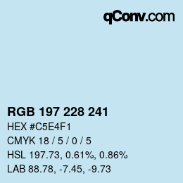 Farbcode: RGB 197 228 241 | qconv.com
