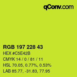 颜色代码: RGB 197 228 43 | qconv.com