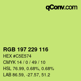 Color code: RGB 197 229 116 | qconv.com