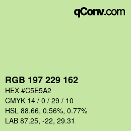Color code: RGB 197 229 162 | qconv.com