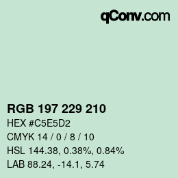 カラーコード: RGB 197 229 210 | qconv.com