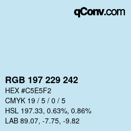 カラーコード: RGB 197 229 242 | qconv.com
