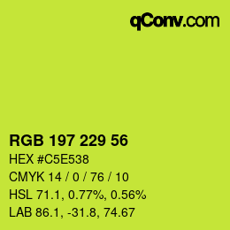 Color code: RGB 197 229 56 | qconv.com