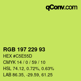 Color code: RGB 197 229 93 | qconv.com