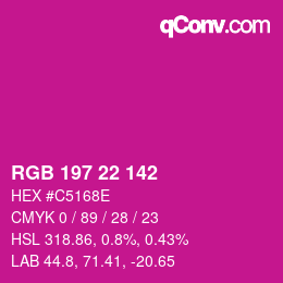 Color code: RGB 197 22 142 | qconv.com