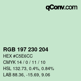 カラーコード: RGB 197 230 204 | qconv.com