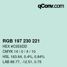Color code: RGB 197 230 221 | qconv.com