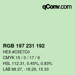Color code: RGB 197 231 192 | qconv.com