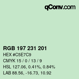 Color code: RGB 197 231 201 | qconv.com