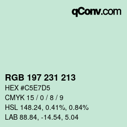 Color code: RGB 197 231 213 | qconv.com