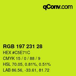 カラーコード: RGB 197 231 28 | qconv.com