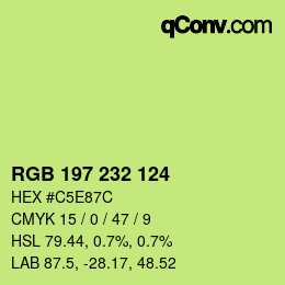 Color code: RGB 197 232 124 | qconv.com