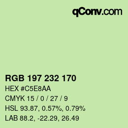 カラーコード: RGB 197 232 170 | qconv.com