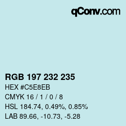 Color code: RGB 197 232 235 | qconv.com