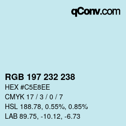 Color code: RGB 197 232 238 | qconv.com