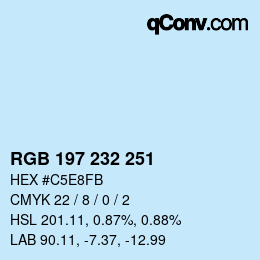 Color code: RGB 197 232 251 | qconv.com