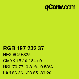 Color code: RGB 197 232 37 | qconv.com