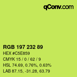 Color code: RGB 197 232 89 | qconv.com