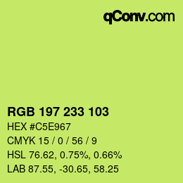 Color code: RGB 197 233 103 | qconv.com