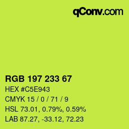 Color code: RGB 197 233 67 | qconv.com