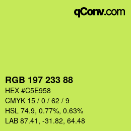 Color code: RGB 197 233 88 | qconv.com