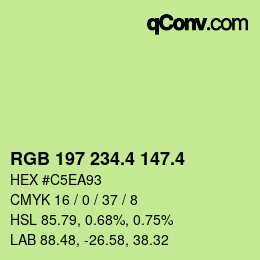 カラーコード: RGB 197 234.4 147.4 | qconv.com