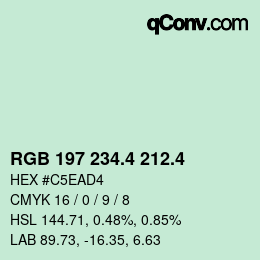 カラーコード: RGB 197 234.4 212.4 | qconv.com