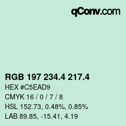 カラーコード: RGB 197 234.4 217.4 | qconv.com