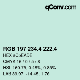 カラーコード: RGB 197 234.4 222.4 | qconv.com
