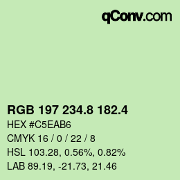 カラーコード: RGB 197 234.8 182.4 | qconv.com