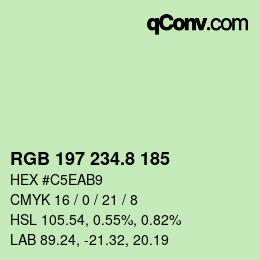 カラーコード: RGB 197 234.8 185 | qconv.com