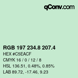 カラーコード: RGB 197 234.8 207.4 | qconv.com