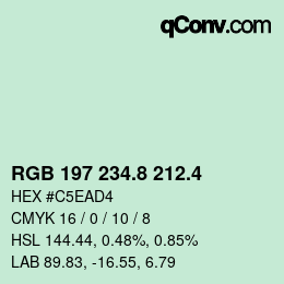カラーコード: RGB 197 234.8 212.4 | qconv.com