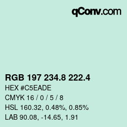 カラーコード: RGB 197 234.8 222.4 | qconv.com